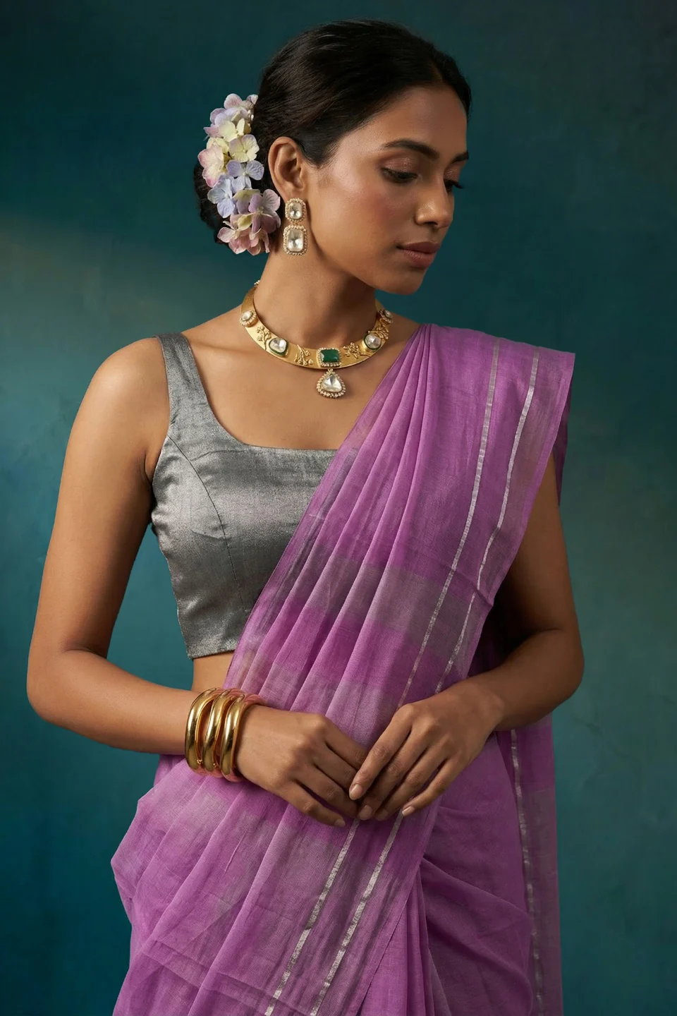 Anshika Lavender Handwoven Cotton Saree
