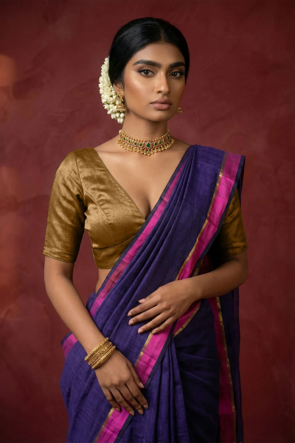 Avnika Purple Handwoven Cotton Saree