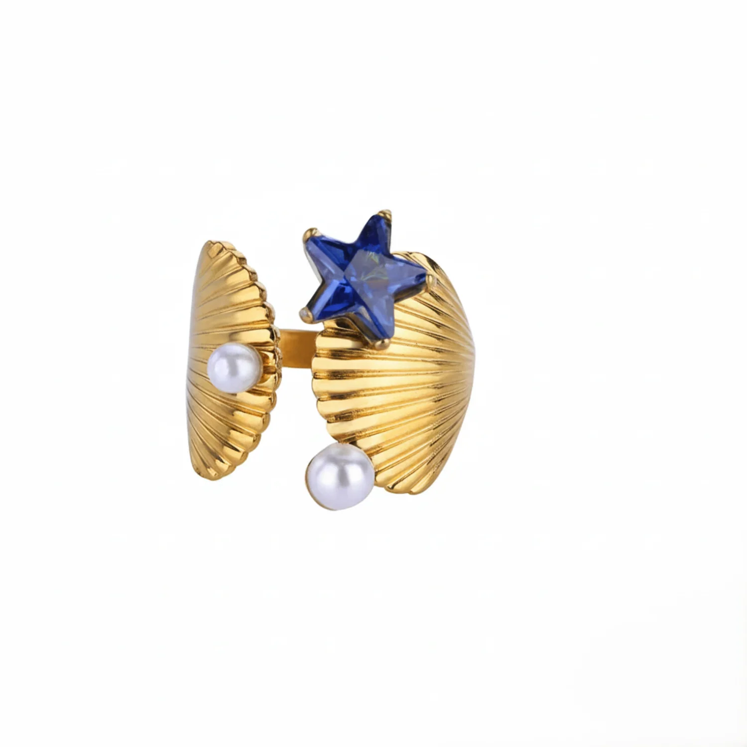 Blue Star Shell Wrap Ring