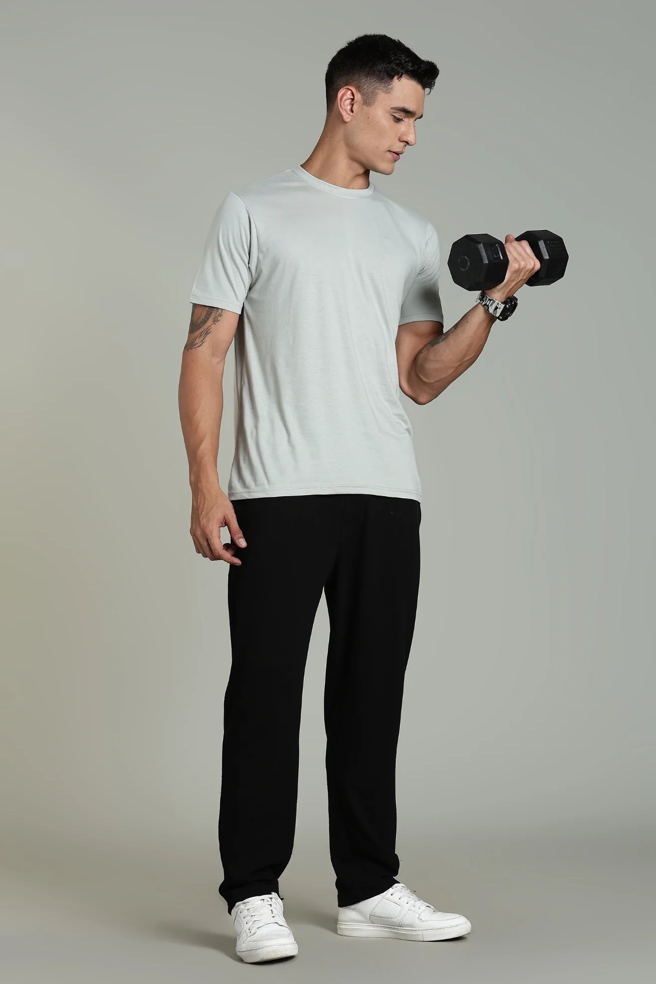 Men Grey Cotton Regular T-Shirt - Image 8