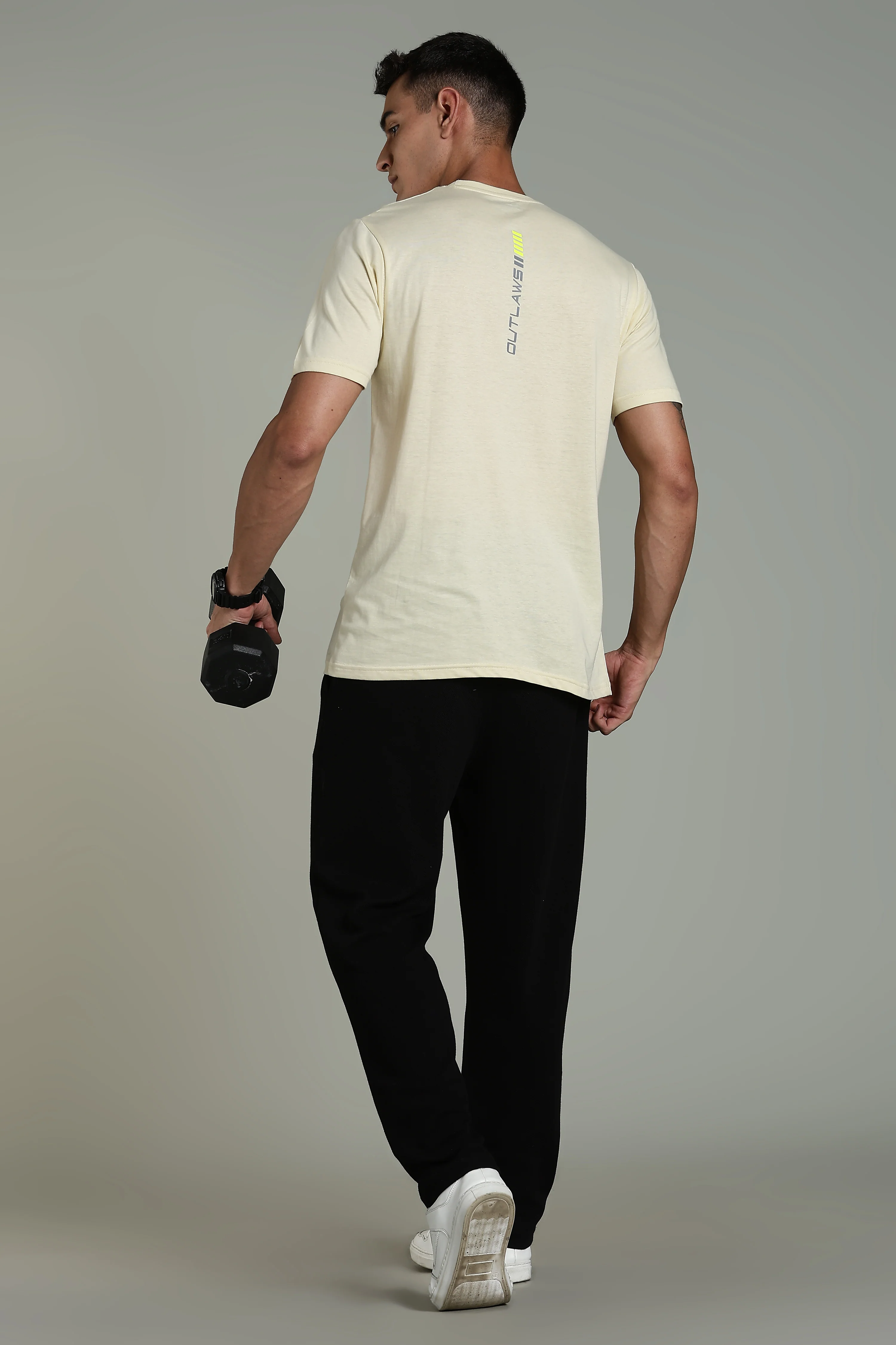 Men Beige Cotton Regular T-Shirt - Image 9