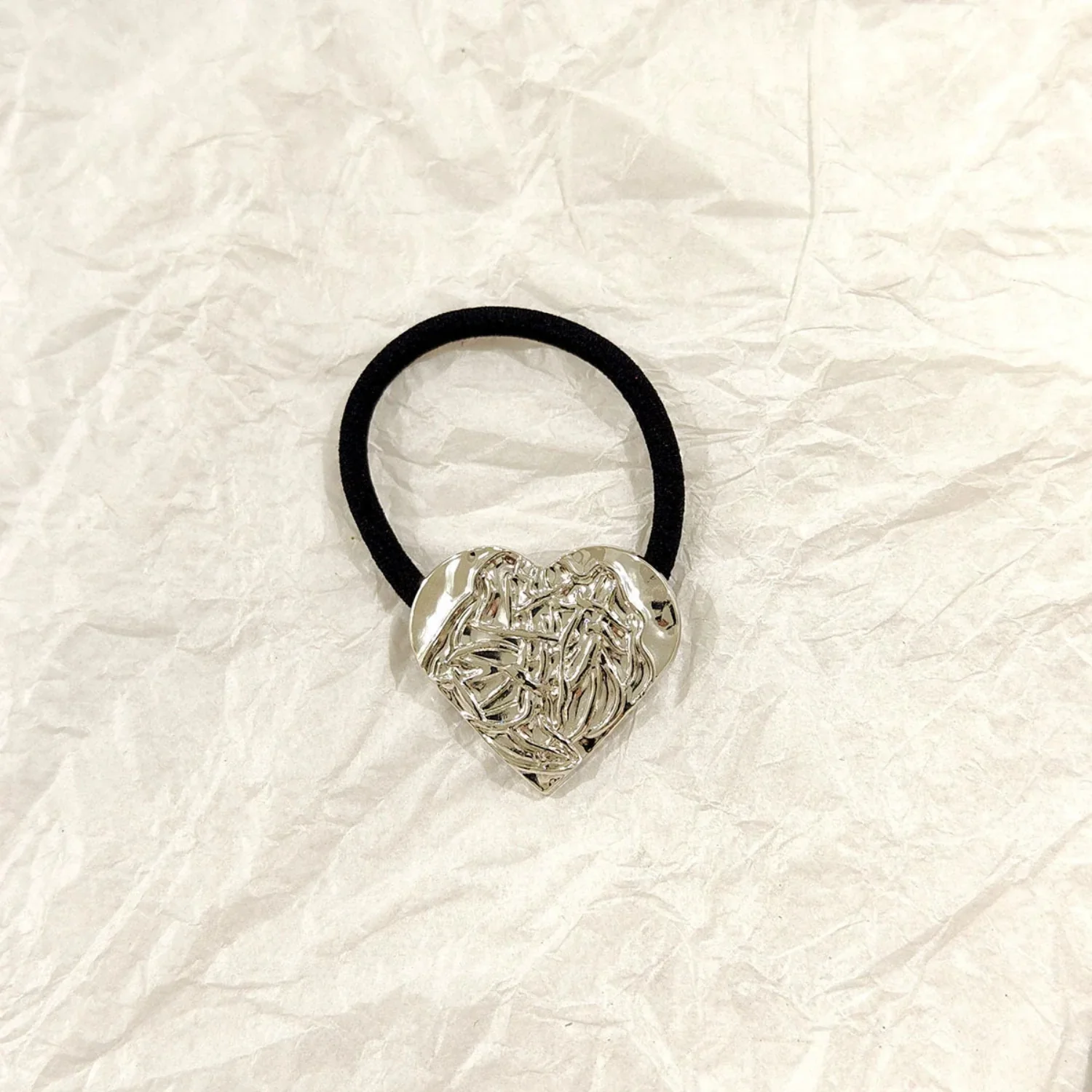 Crushed Heart Shaped Silver Ties