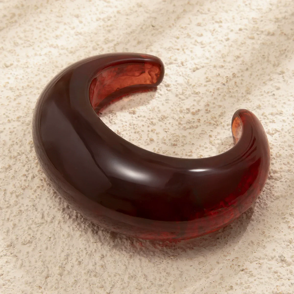 Deep Wine Resin Cuff Glossy Marbled Design