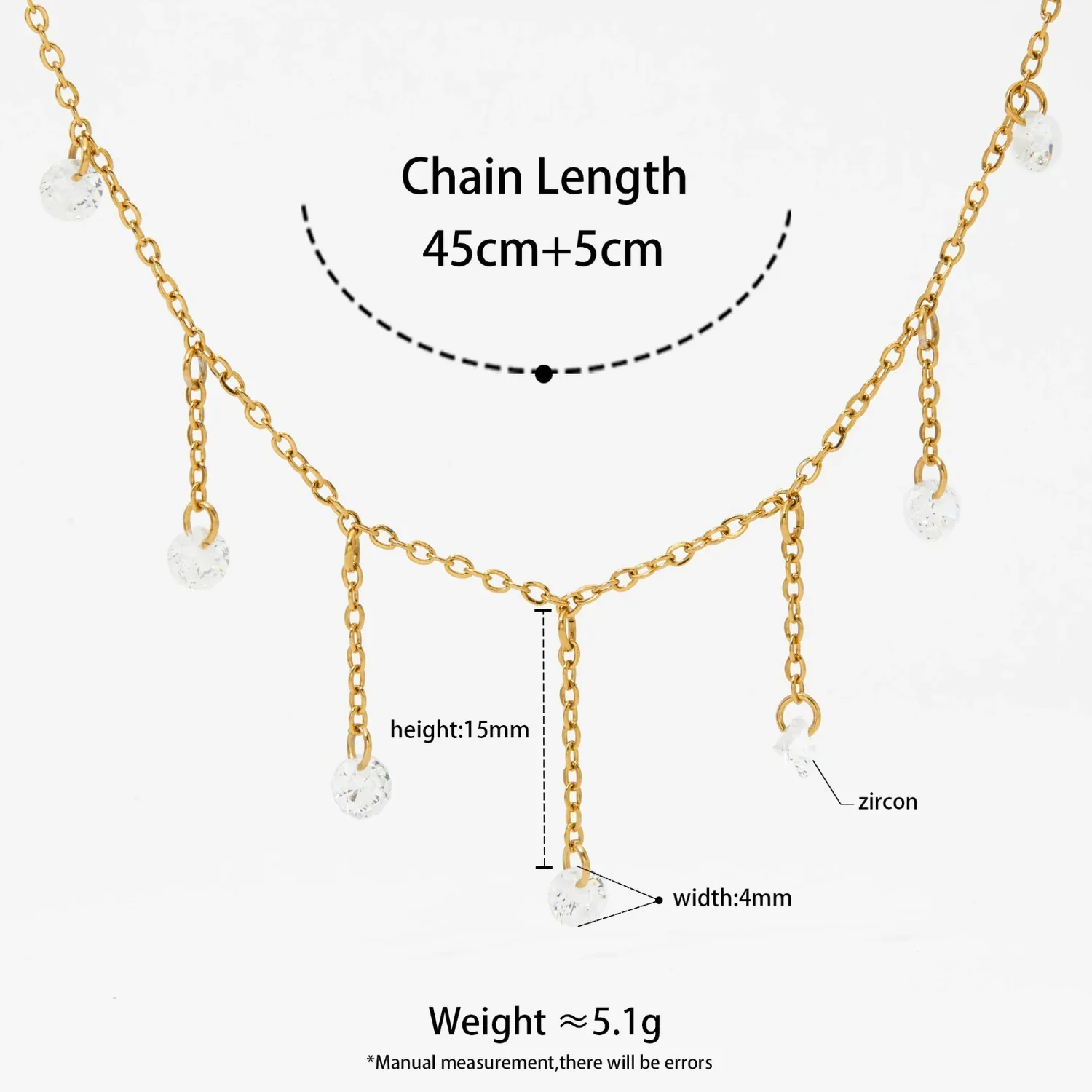 Gold Crystal Fringe Drop Necklace