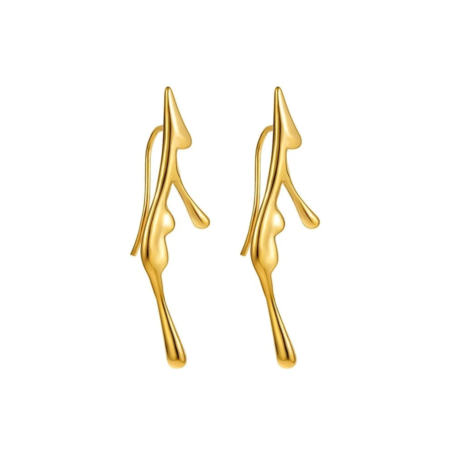 Golden Fluid Abstract Earring