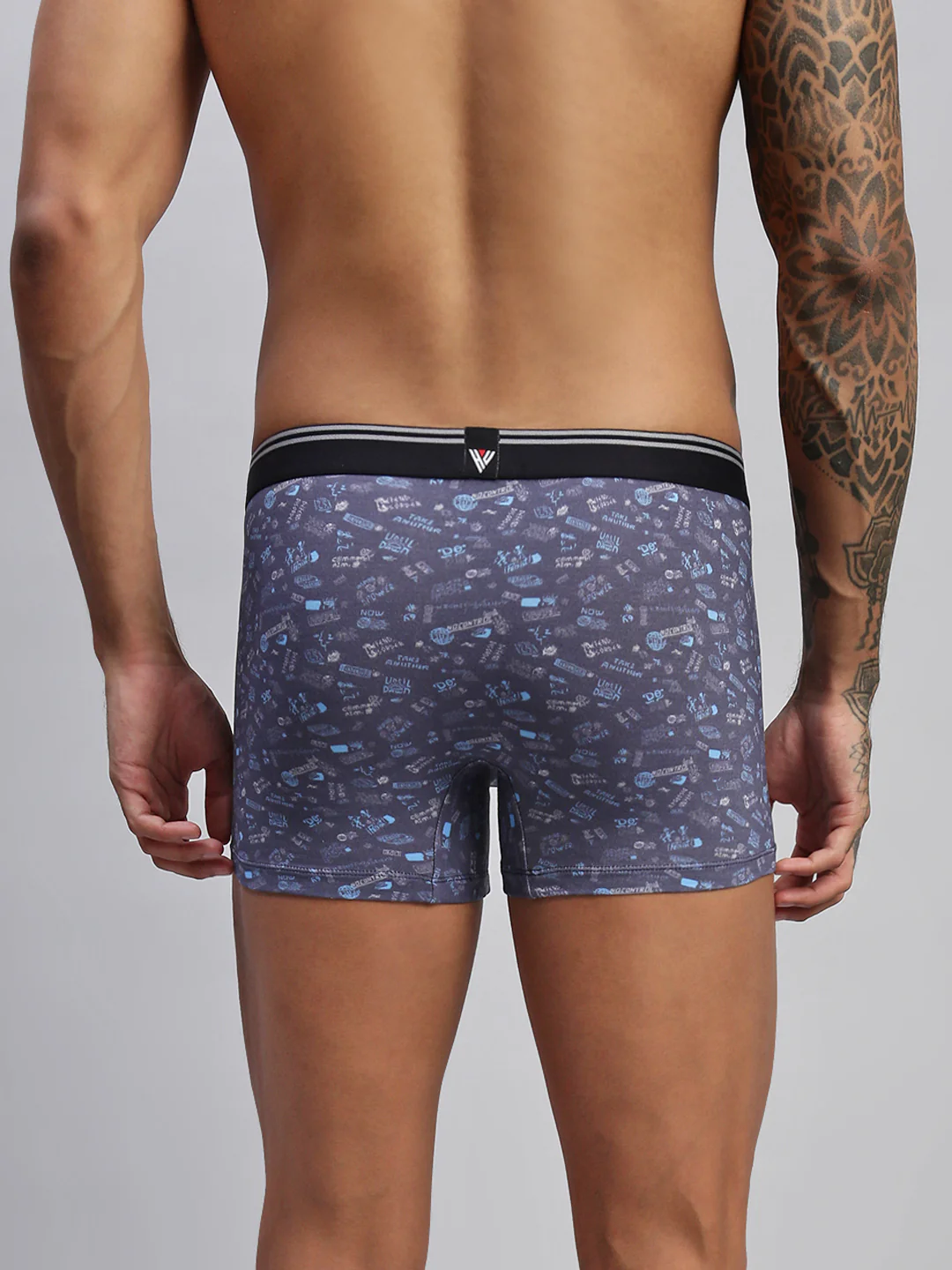 Men Navy Modal Printed Trunks - Image 4