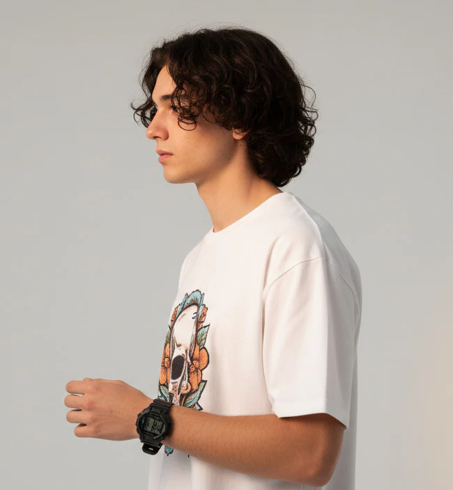 Men White Graphic Cotton Oversized T-Shirt - Image 4