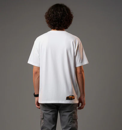 Men White Graphic Cotton Oversized T-Shirt - Image 2