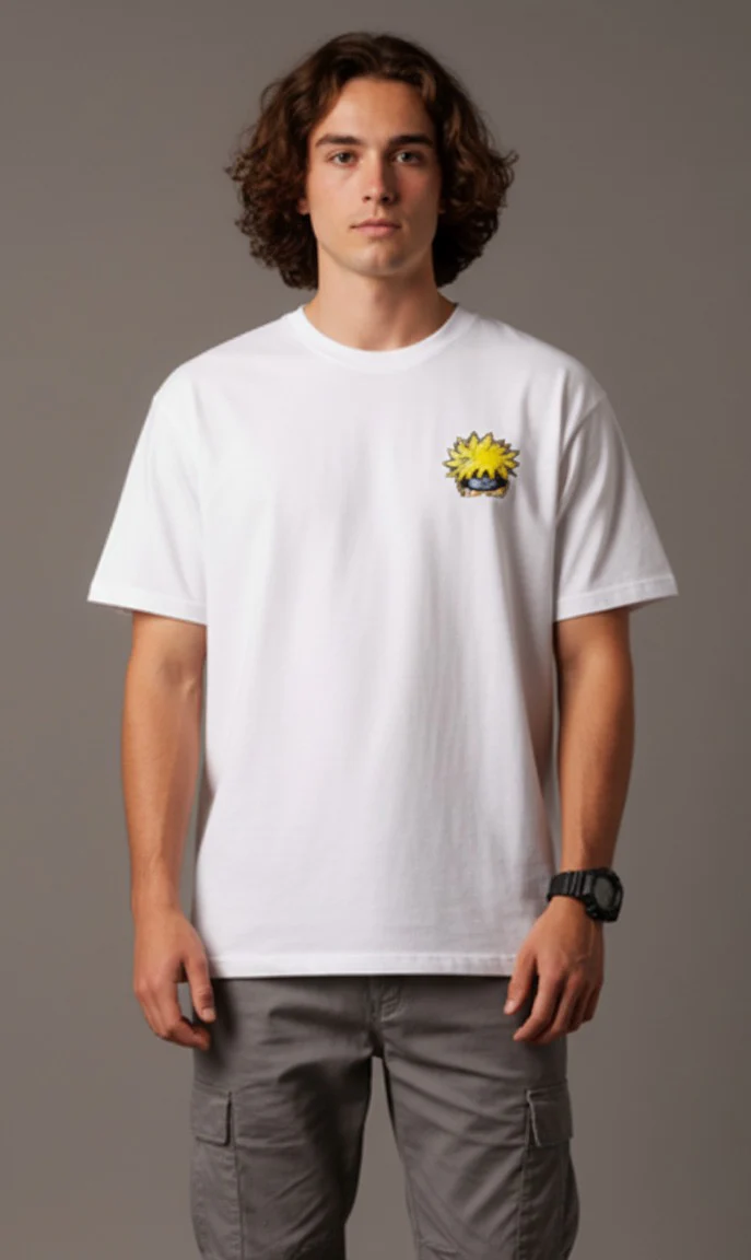 Men White Graphic Cotton Oversized T-Shirt