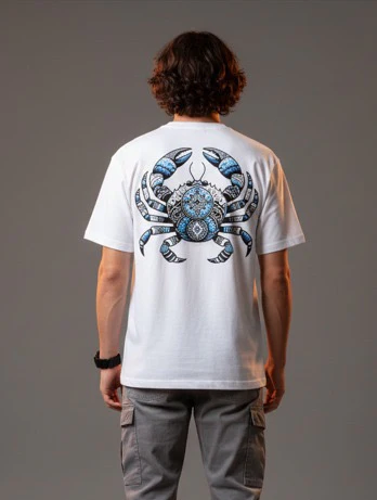 Men White Graphic Cotton Oversized T-Shirt - Image 2