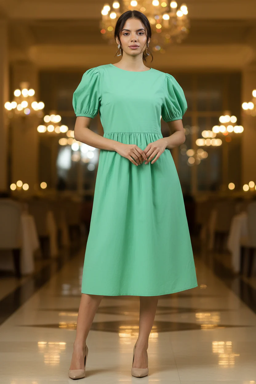 Women Green Goddess Midi Dress - Image 7