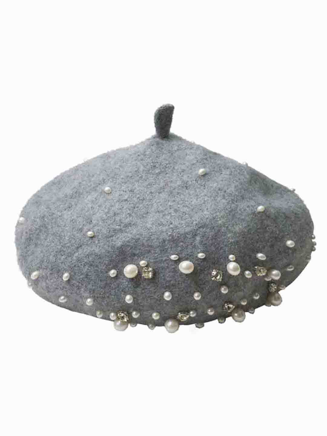 Grey Beret with Pearls & Crystals - Image 6