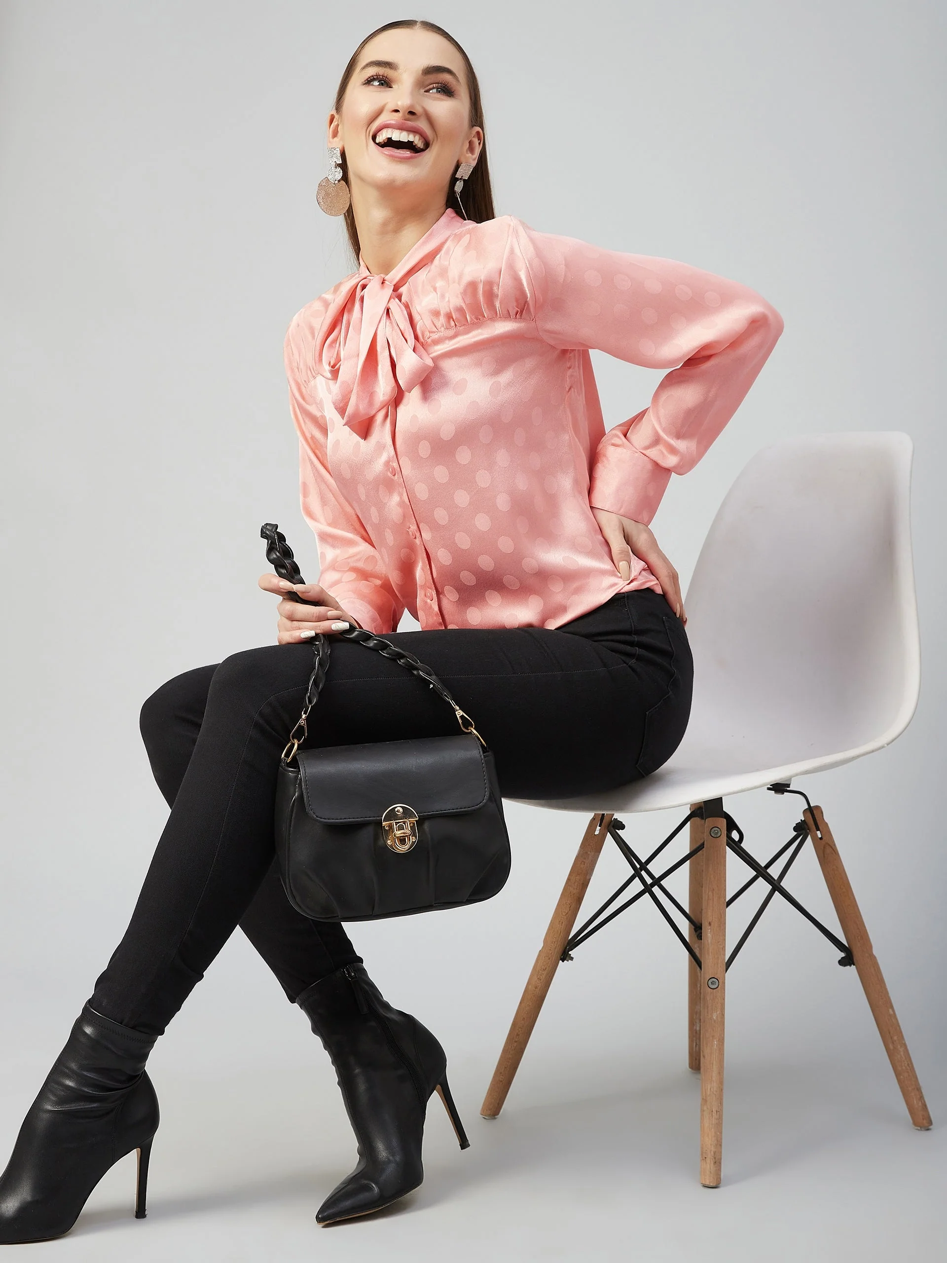 Women Peach Tie-Up Regular Top