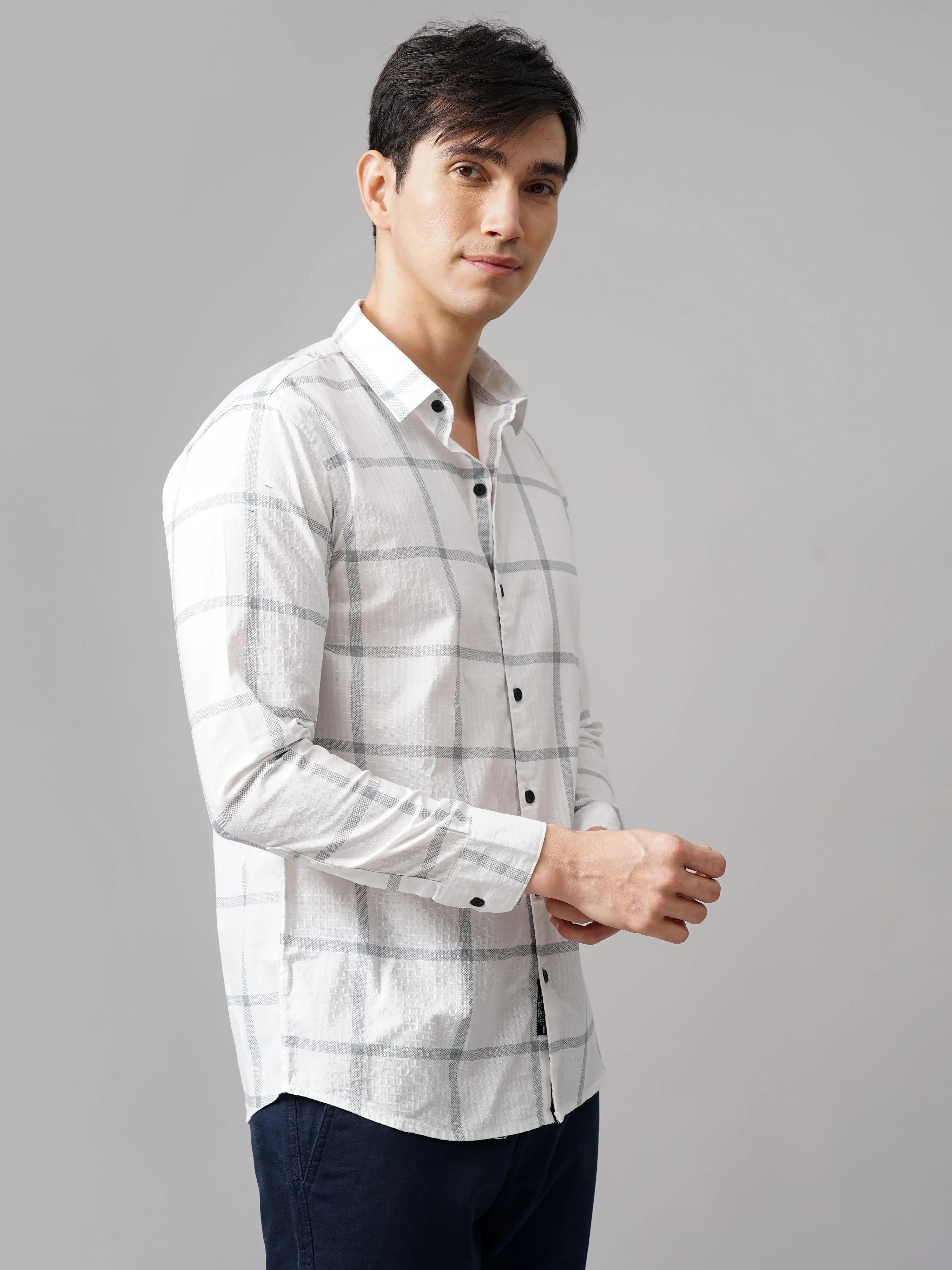 Men Argon Checks White Shirt