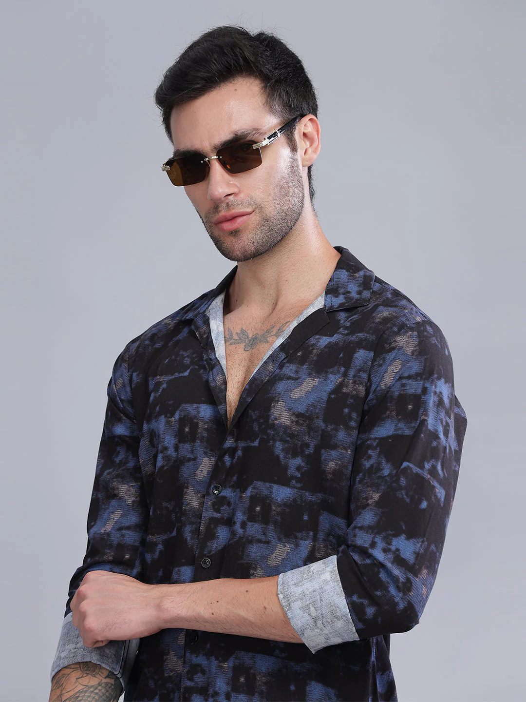 Men Astral Black Rayon Shirt