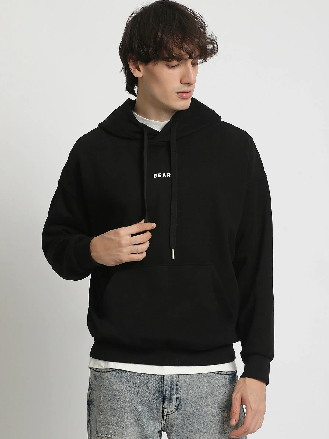 Men  Black Cotton Hoodie - Image 2