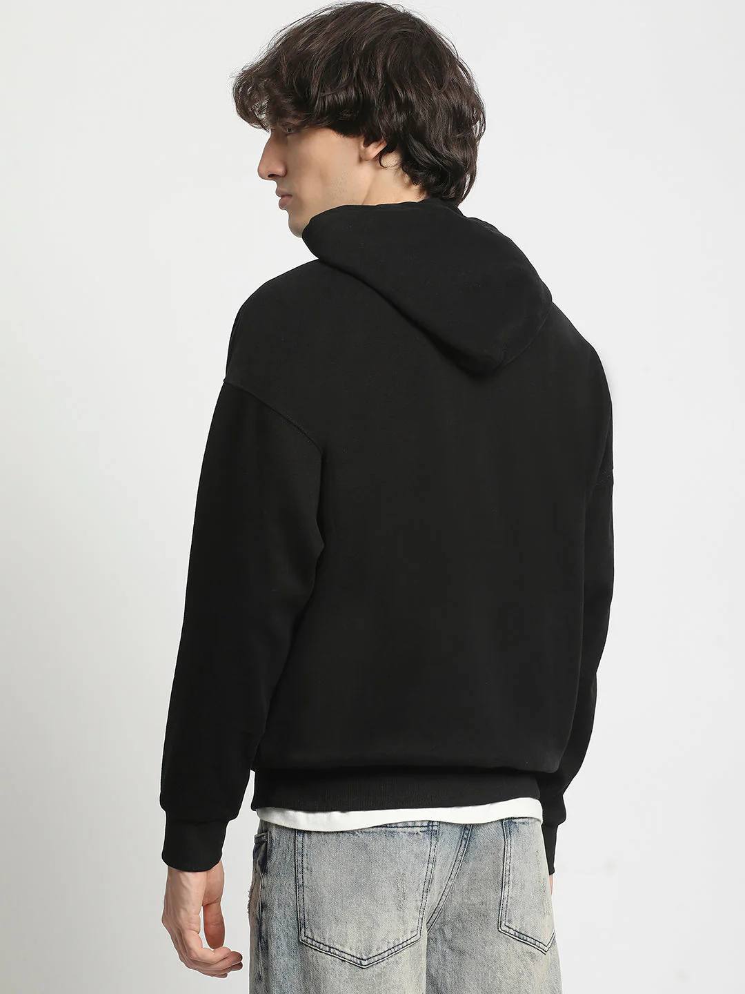 Men  Black Cotton Hoodie - Image 4