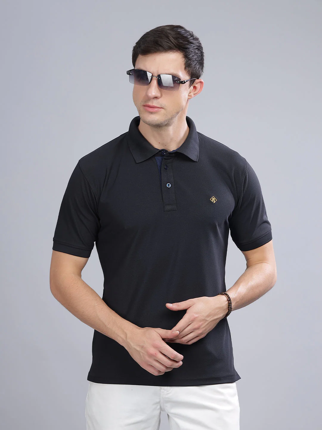 Men Black Dryfit Polo T-Shirt