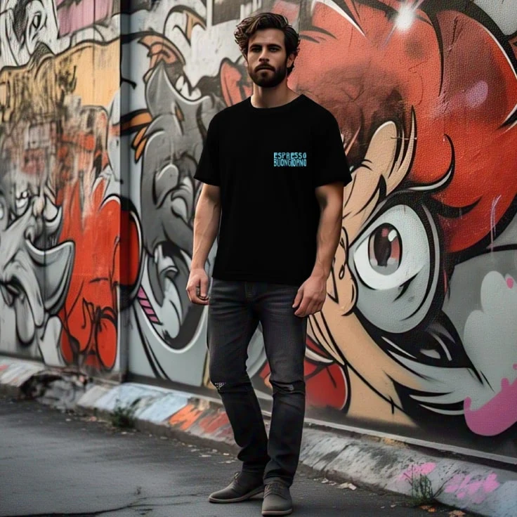 Men Black Typography Oversized T-Shirt - Image 3