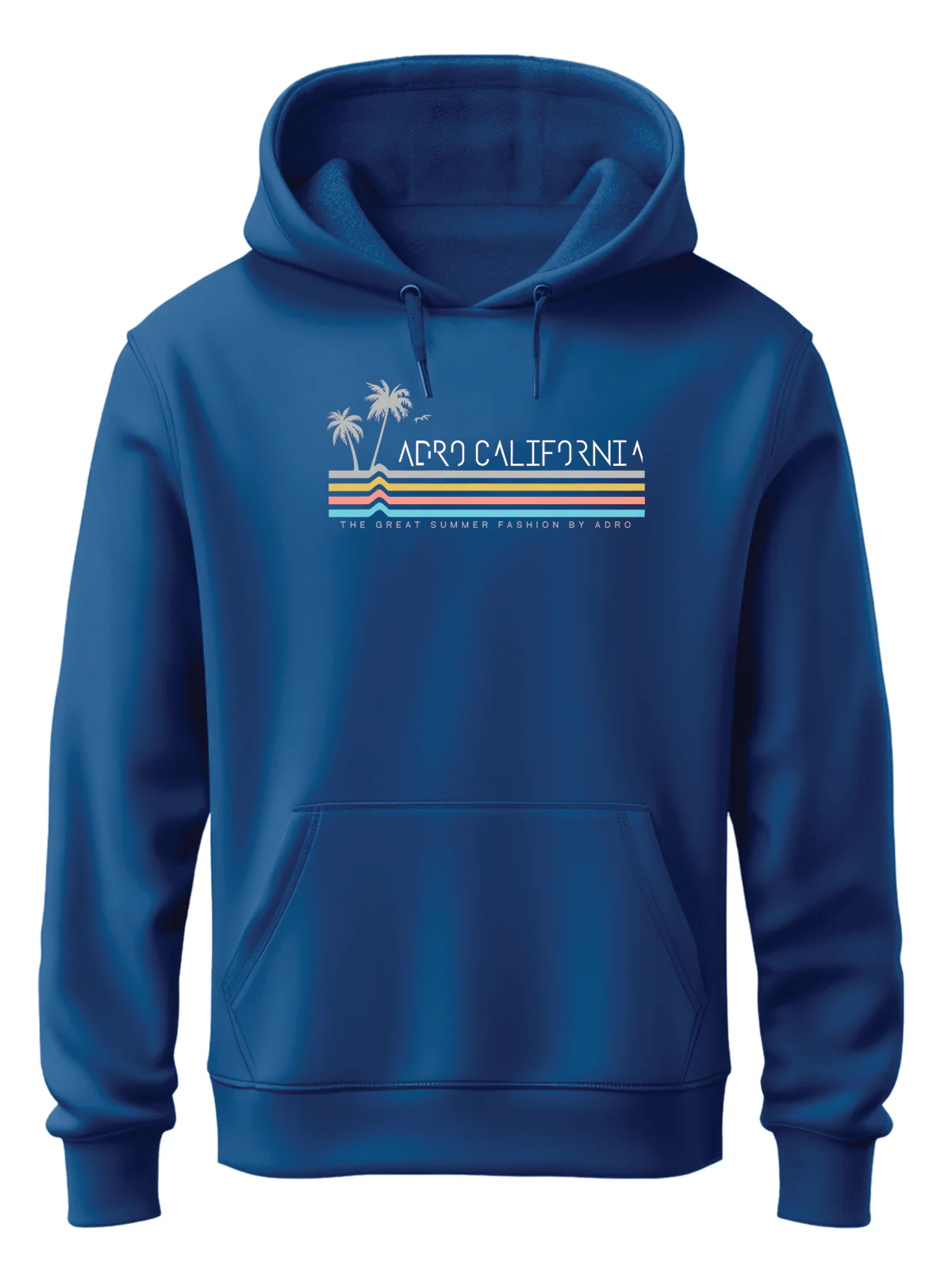 Men Blue Cotton Fleece Hoodie
