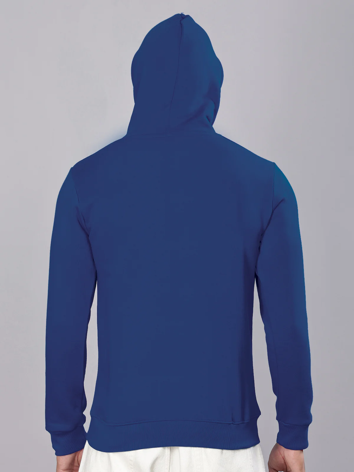 Men Blue Cotton Fleece Printed Hoodie - Image 2