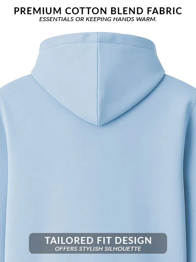 Men Blue Cotton Fleece Printed Hoodie - Image 4