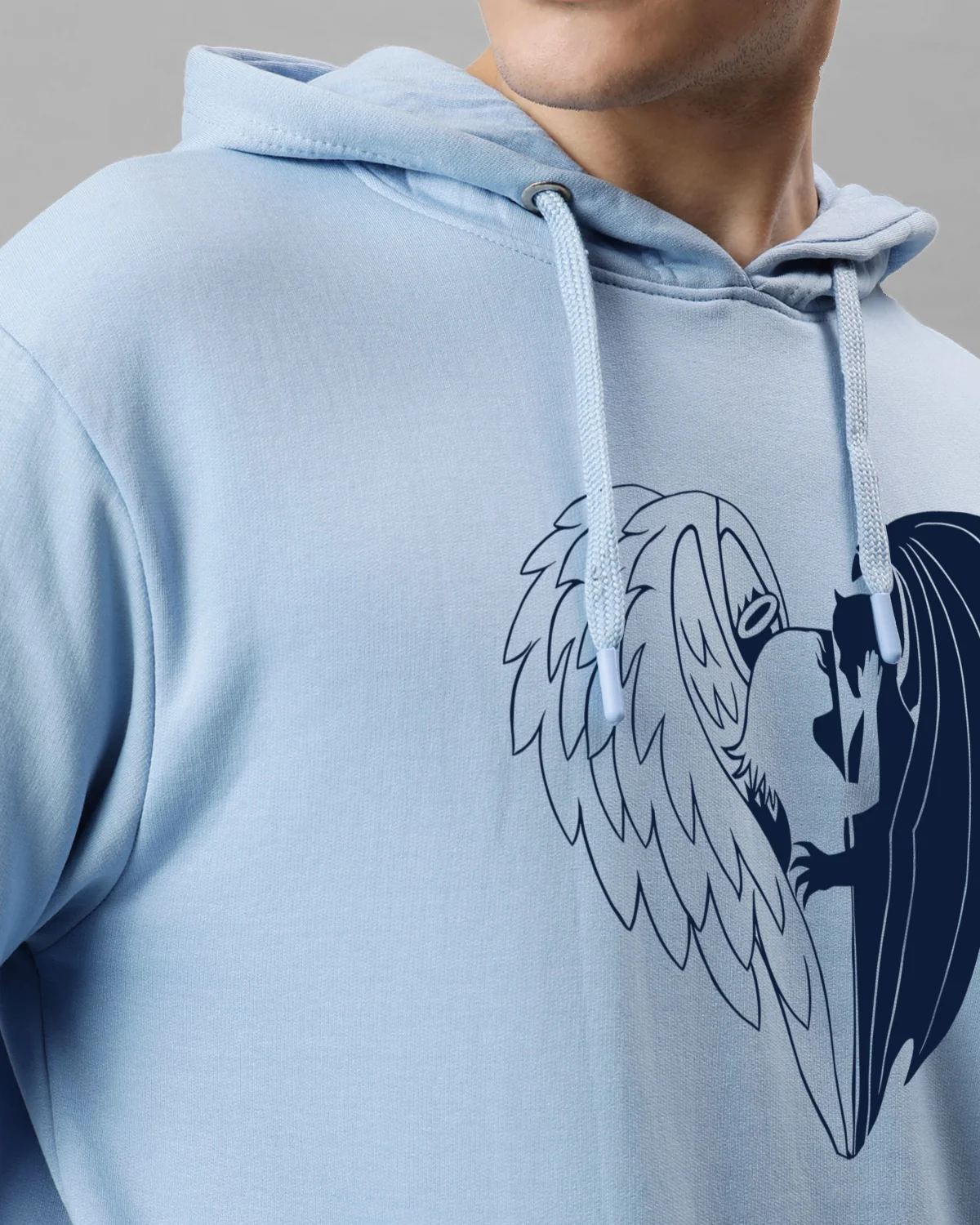Men Blue Printed Hoodie - Image 3