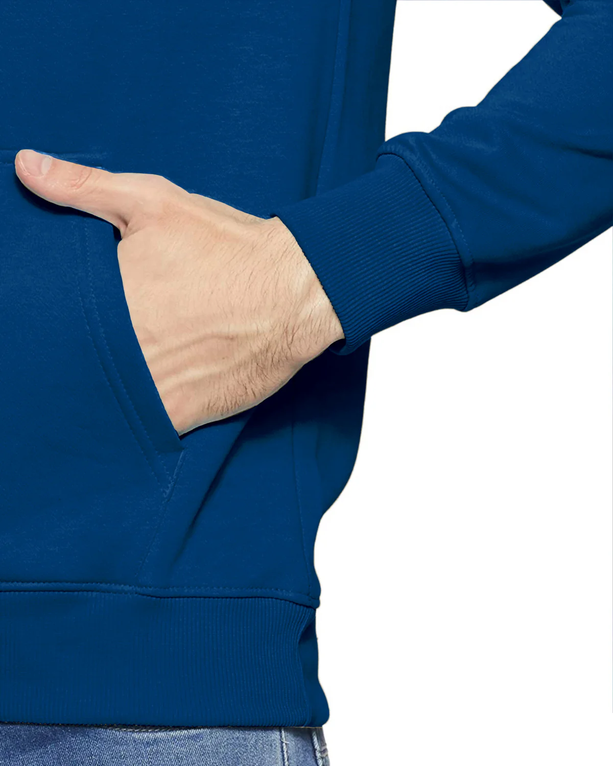 Men Blue Printed Hoodie - Image 5