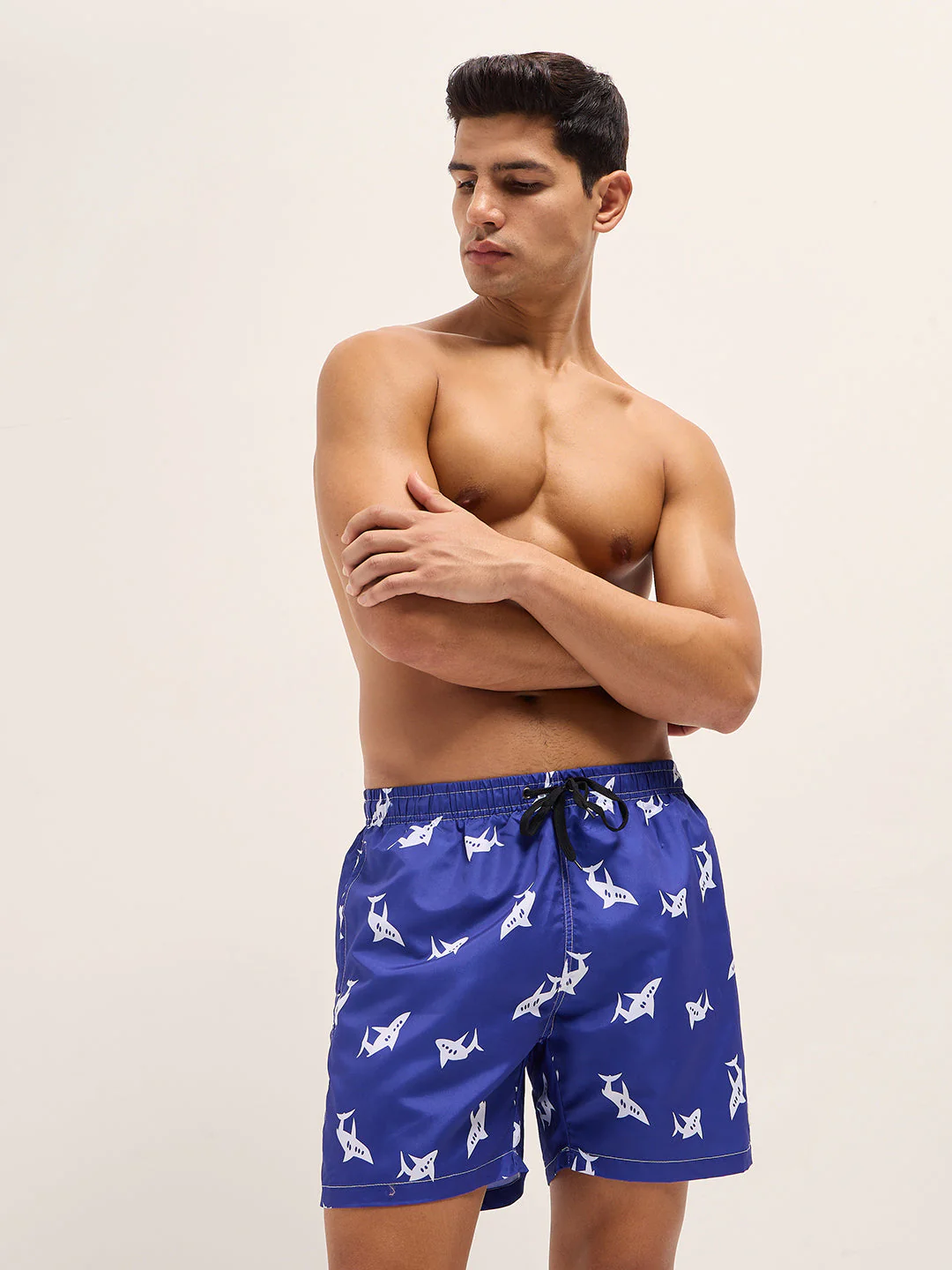 Men Blue Printed Swim Shorts