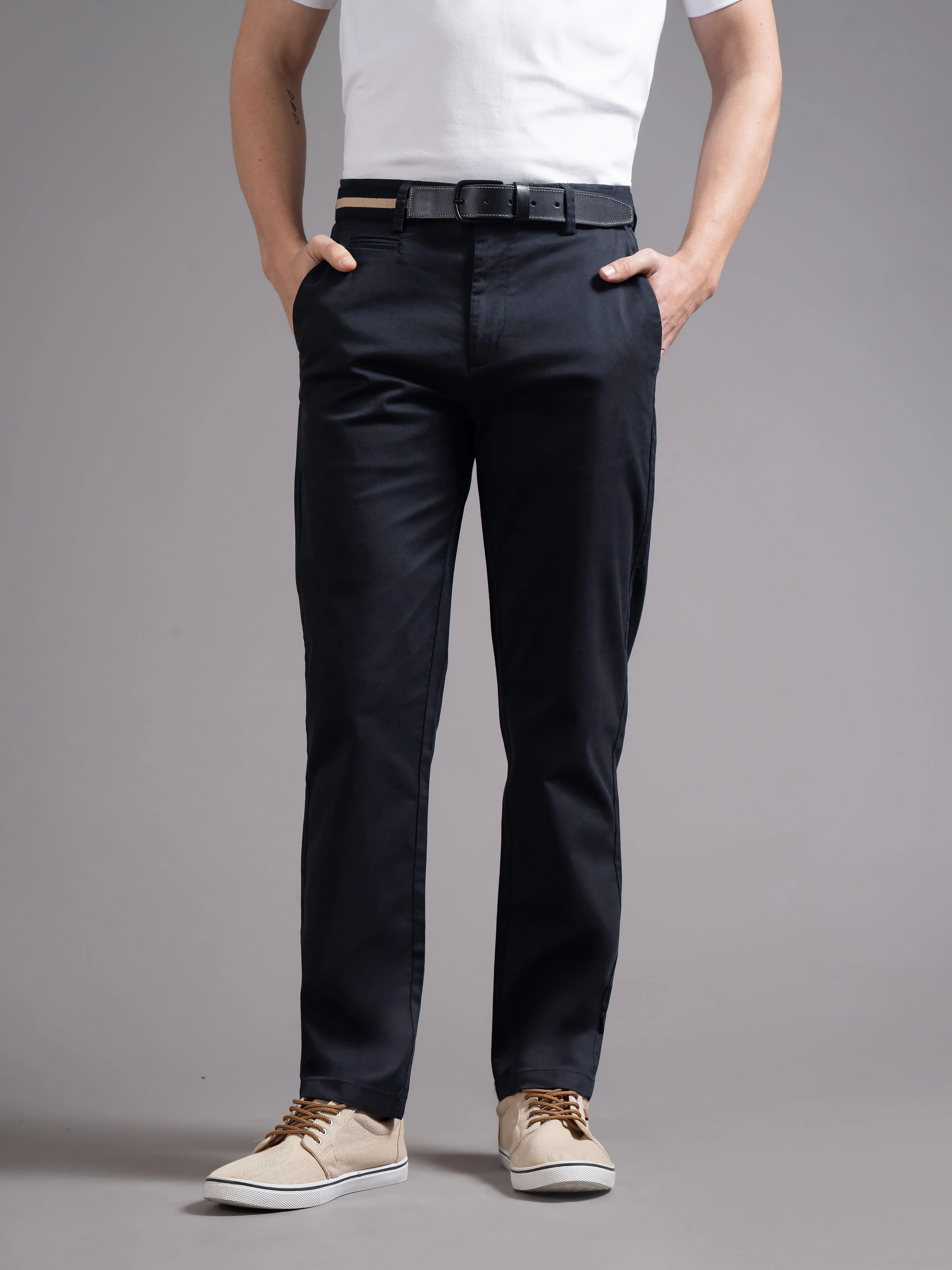 Men Blue Smart Slim Fit Chinos