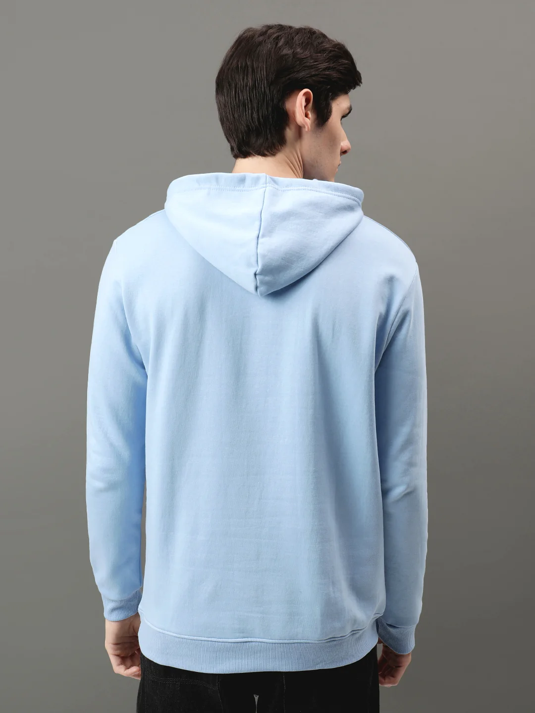 Men Blue Printed Hoodie - Image 3