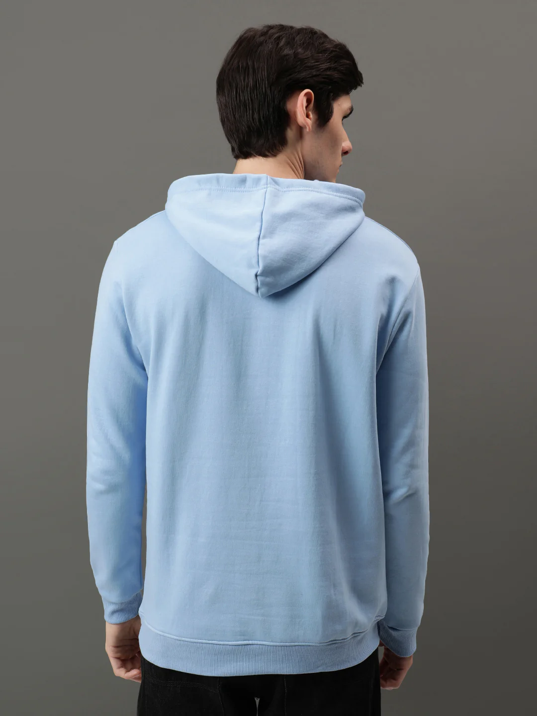 Men Blue Printed Hoodie - Image 2
