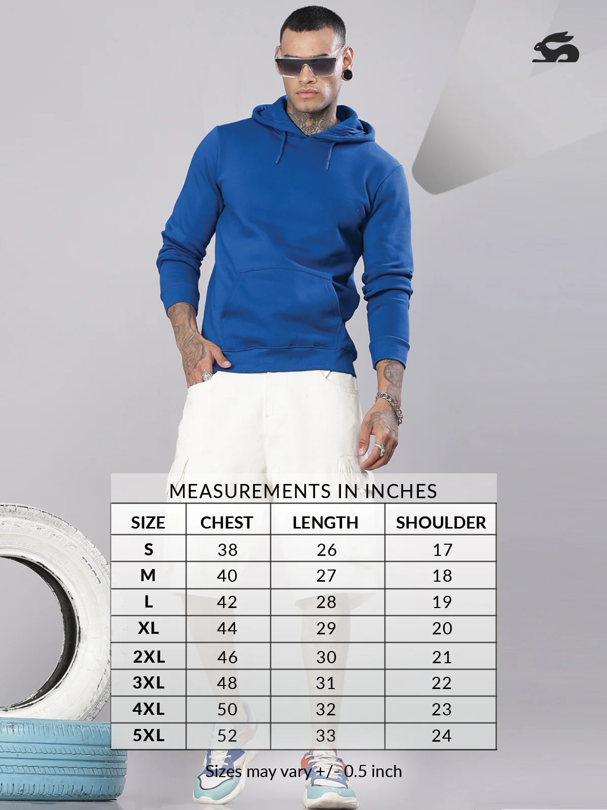 Men Blue Printed Hoodie - Image 7
