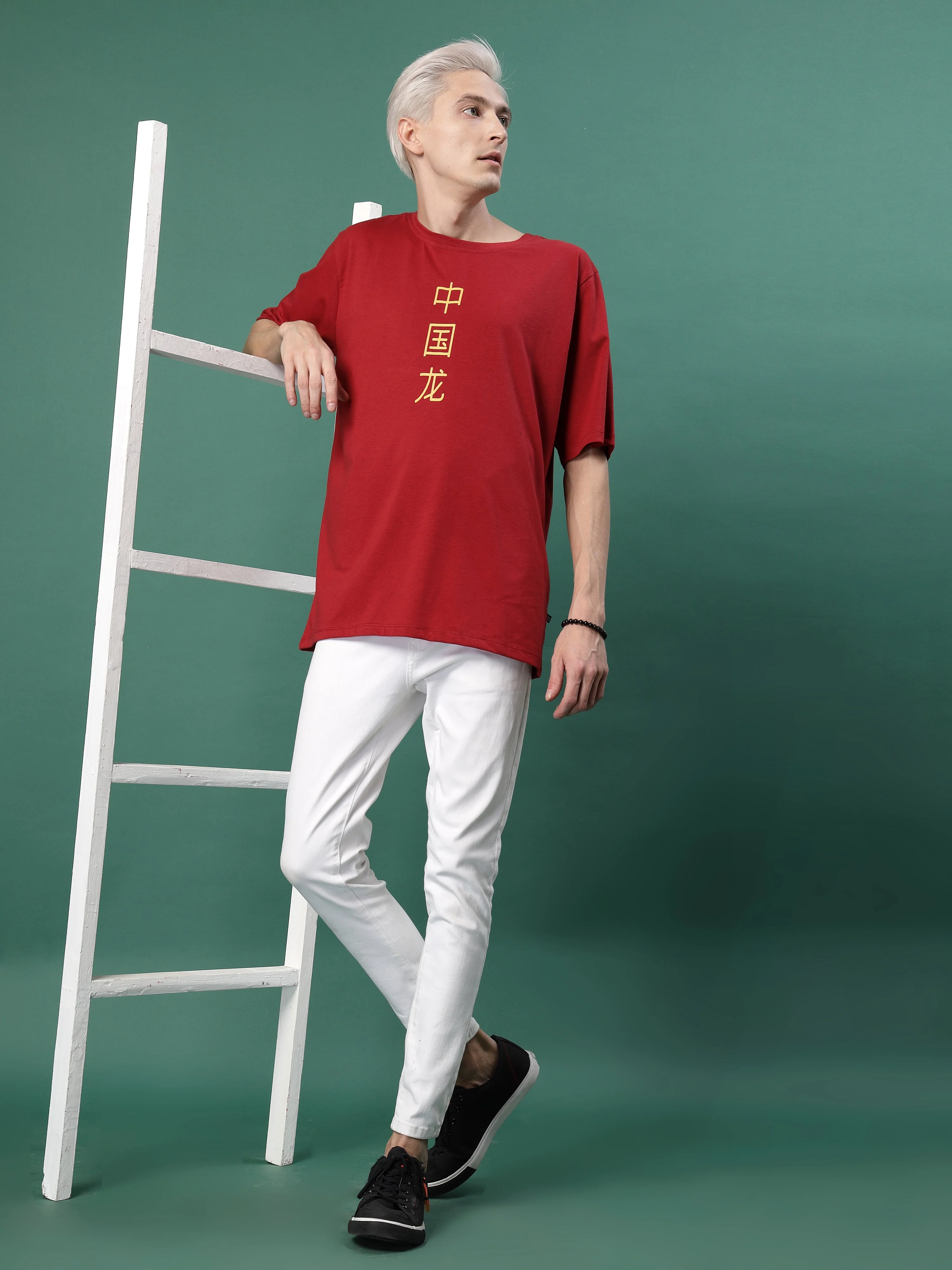 Men Bold Print Cotton Fabric Jersey Oversized Tshirt