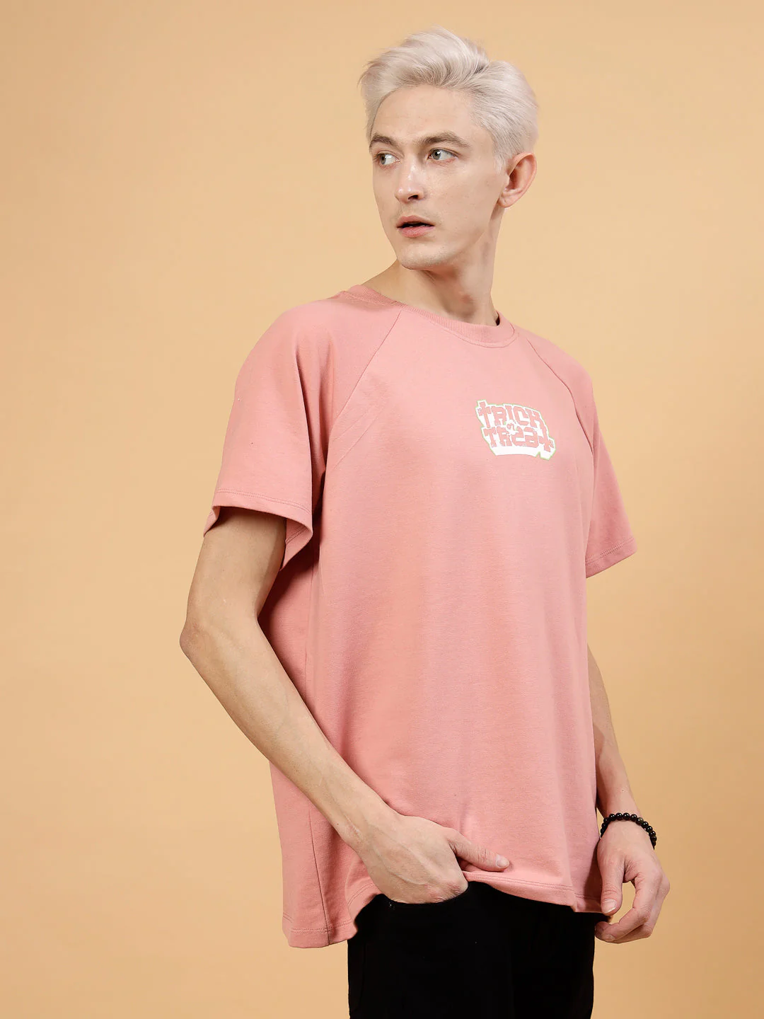 Men Bold Typography On Terry Raglan Sleeves Tees