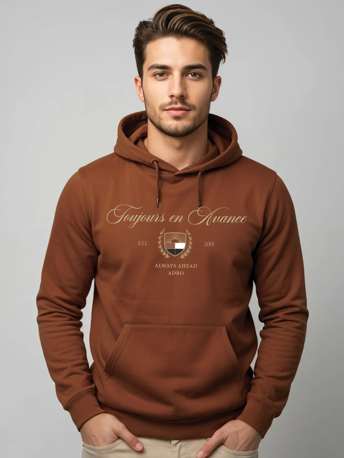 Men Brown Printed Hoodie