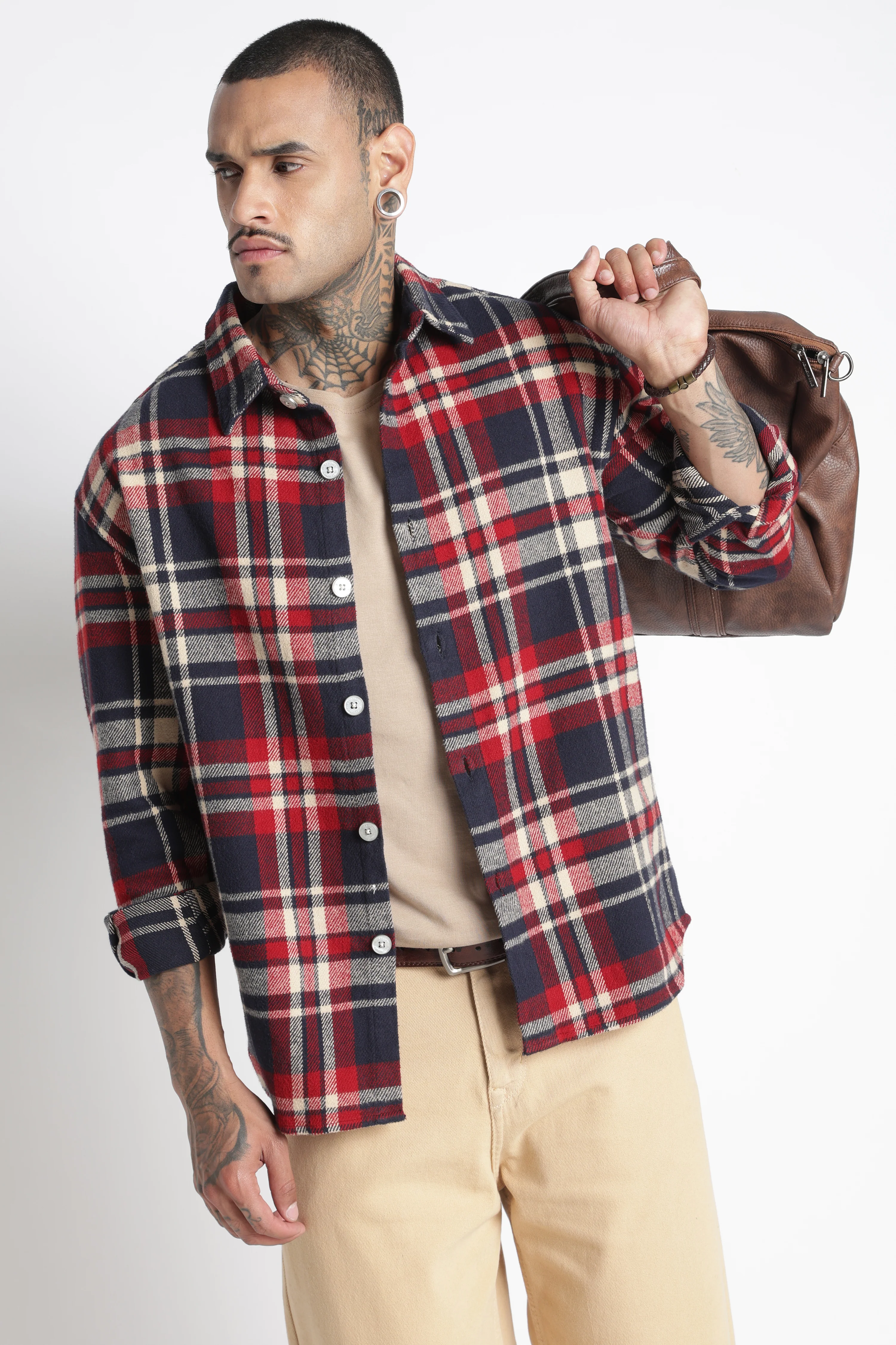 Men Brushed Check Shirt