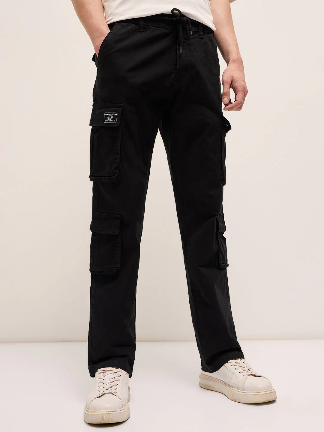 Men Classic Fit Black Cargo Pants