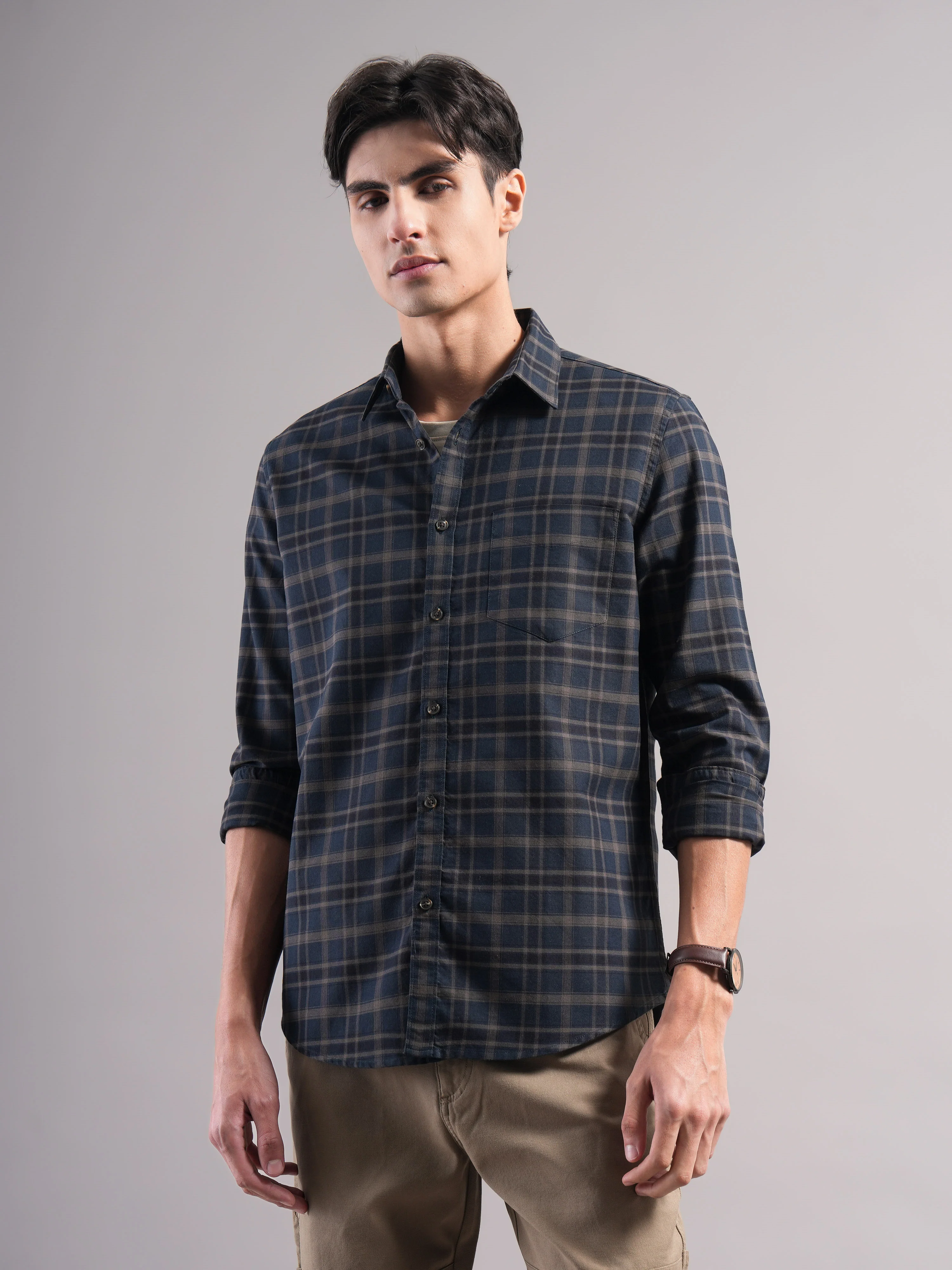 Men Cotton Checked Shirts