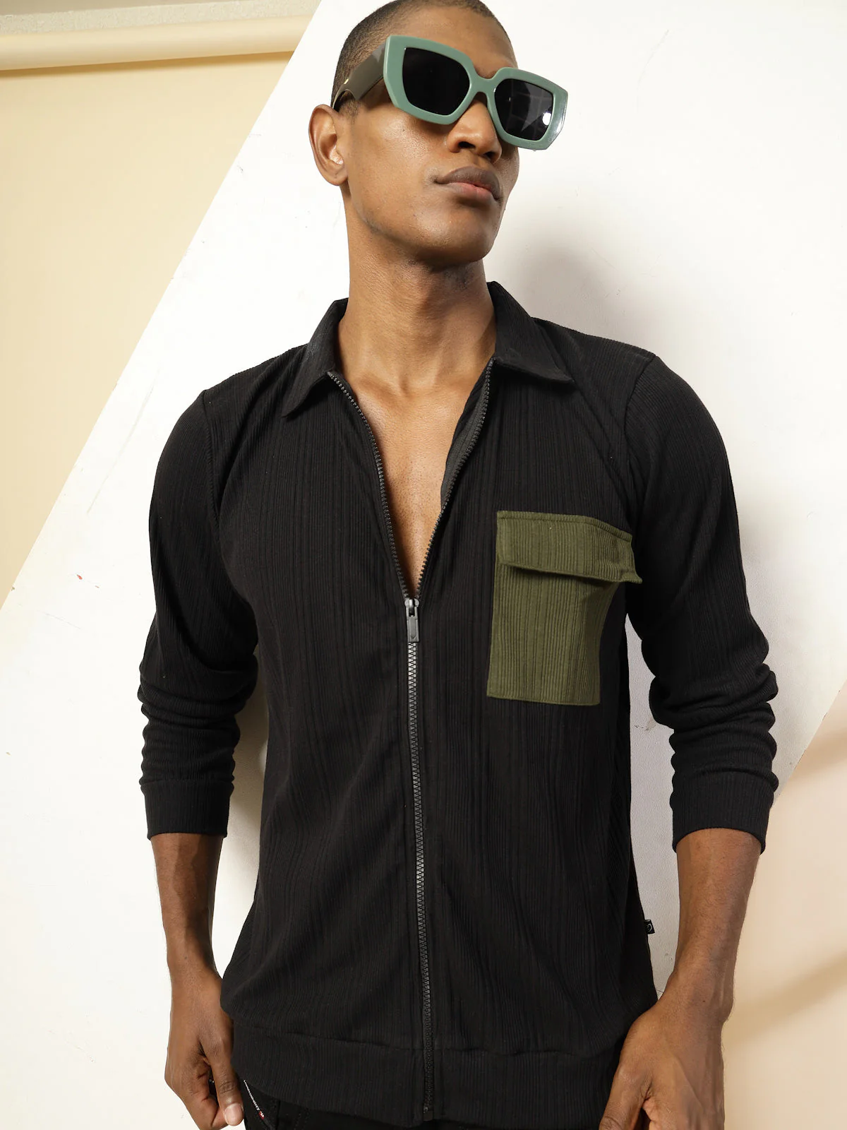 Men Cotton Fabric Rib Relaxed Fit T-Shirt