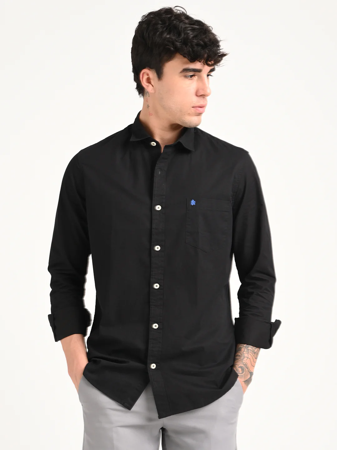 Men Cotton Shirt with Chest Pocket