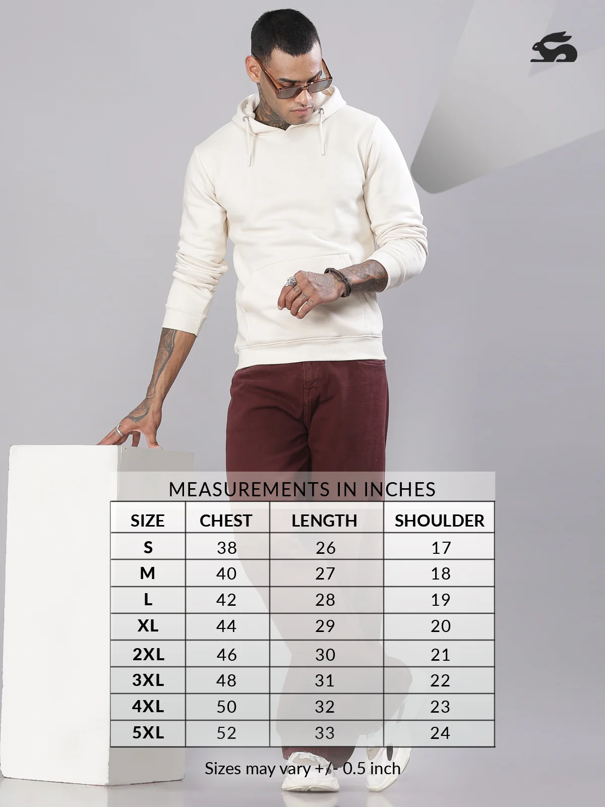 Men Cream Cotton Fleece Printed Hoodie - Image 6