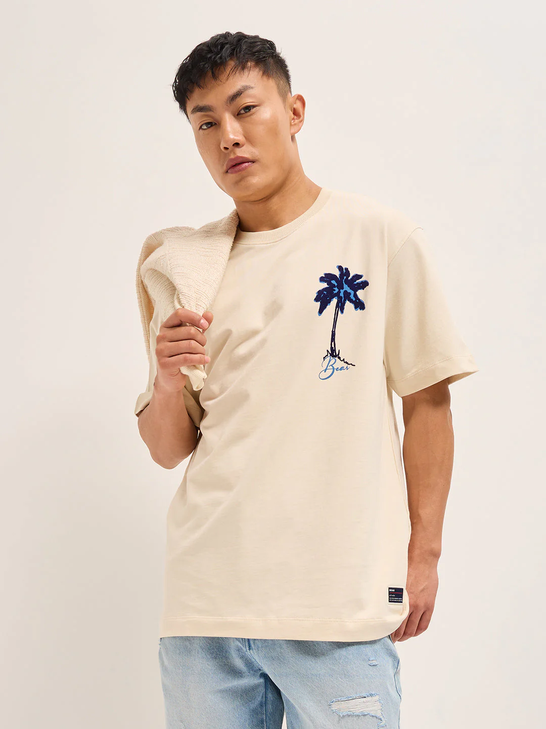 Men Cream Oversized T-Shirt