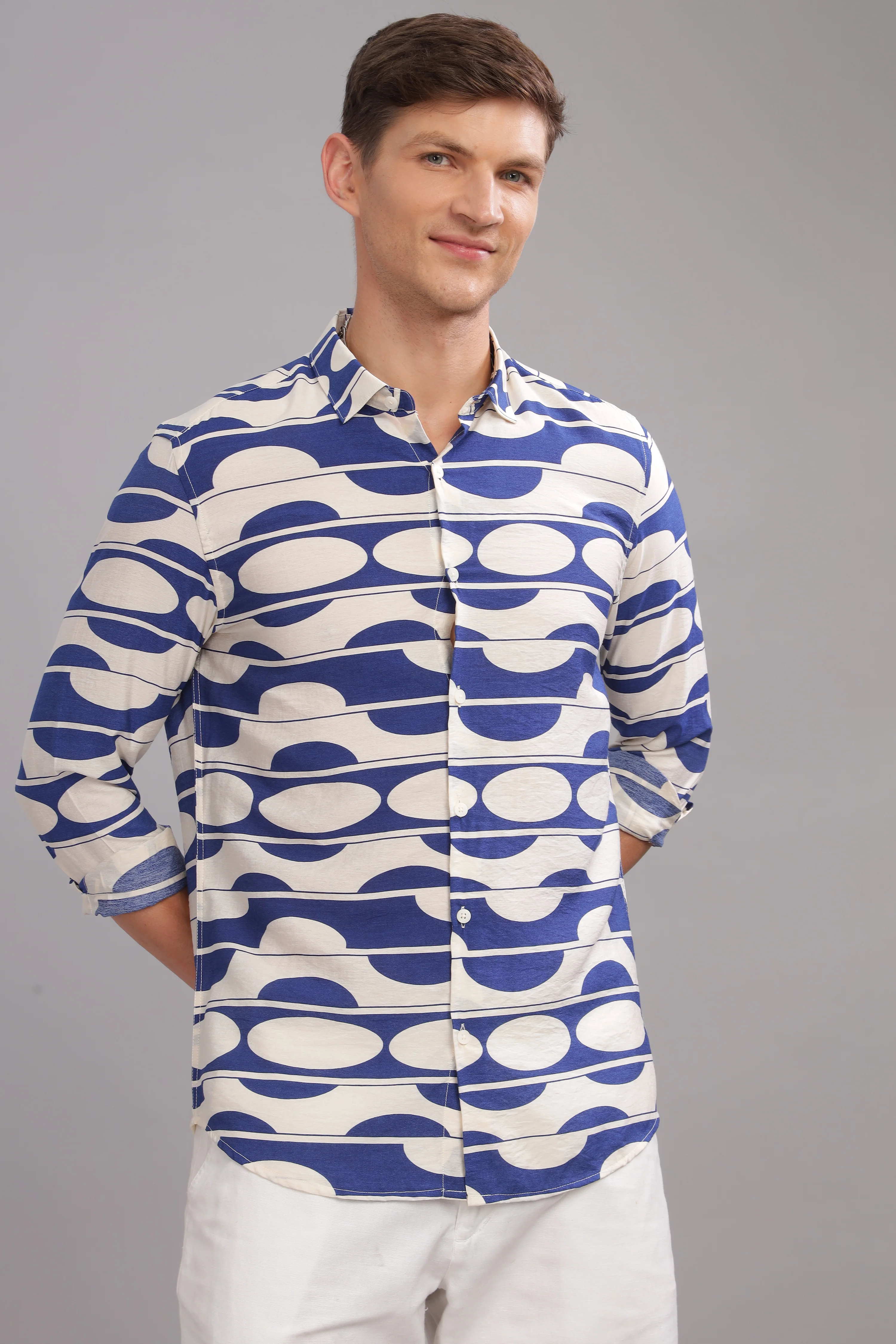 Men Dark Blue Slim Fit Shirt