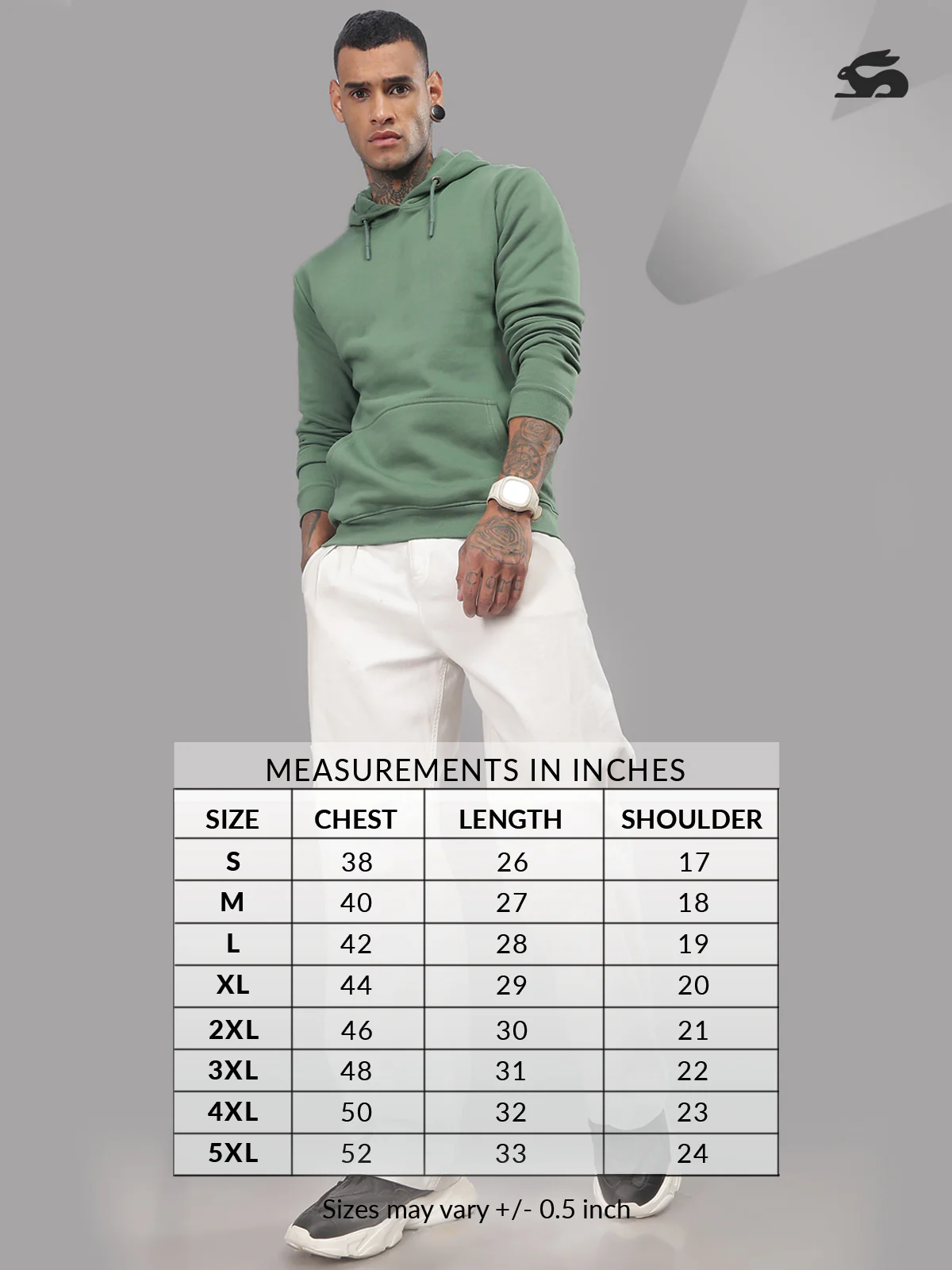 Men Green Cotton Fleece Hoodie - Image 6