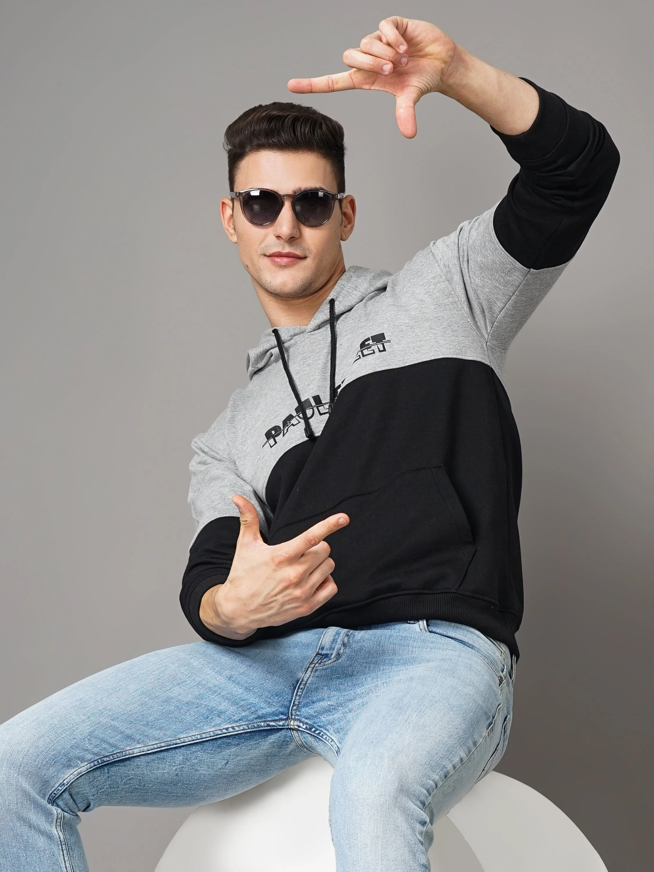 Men Grey and Black Meld Hoodie - Image 3