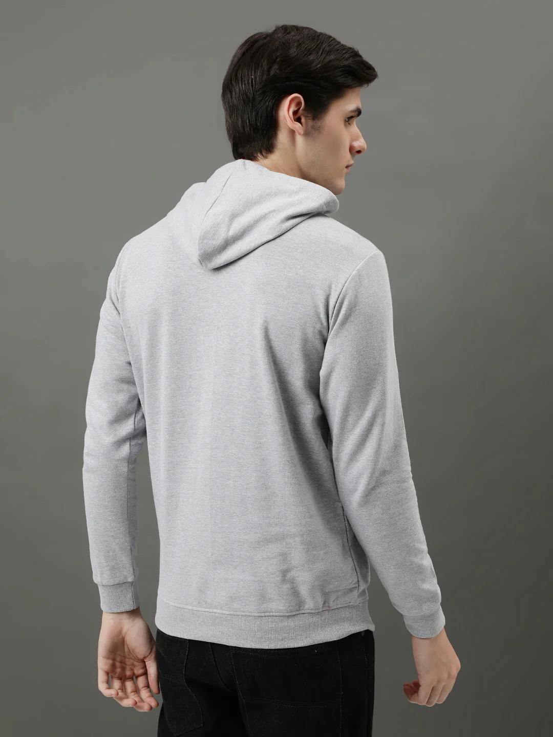 Men Grey Be Yourself Printed Hoodie - Image 4