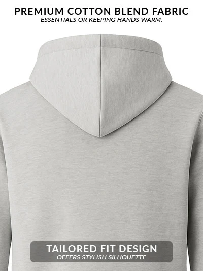Men Grey Cotton Fleece Printed Hoodie - Image 4
