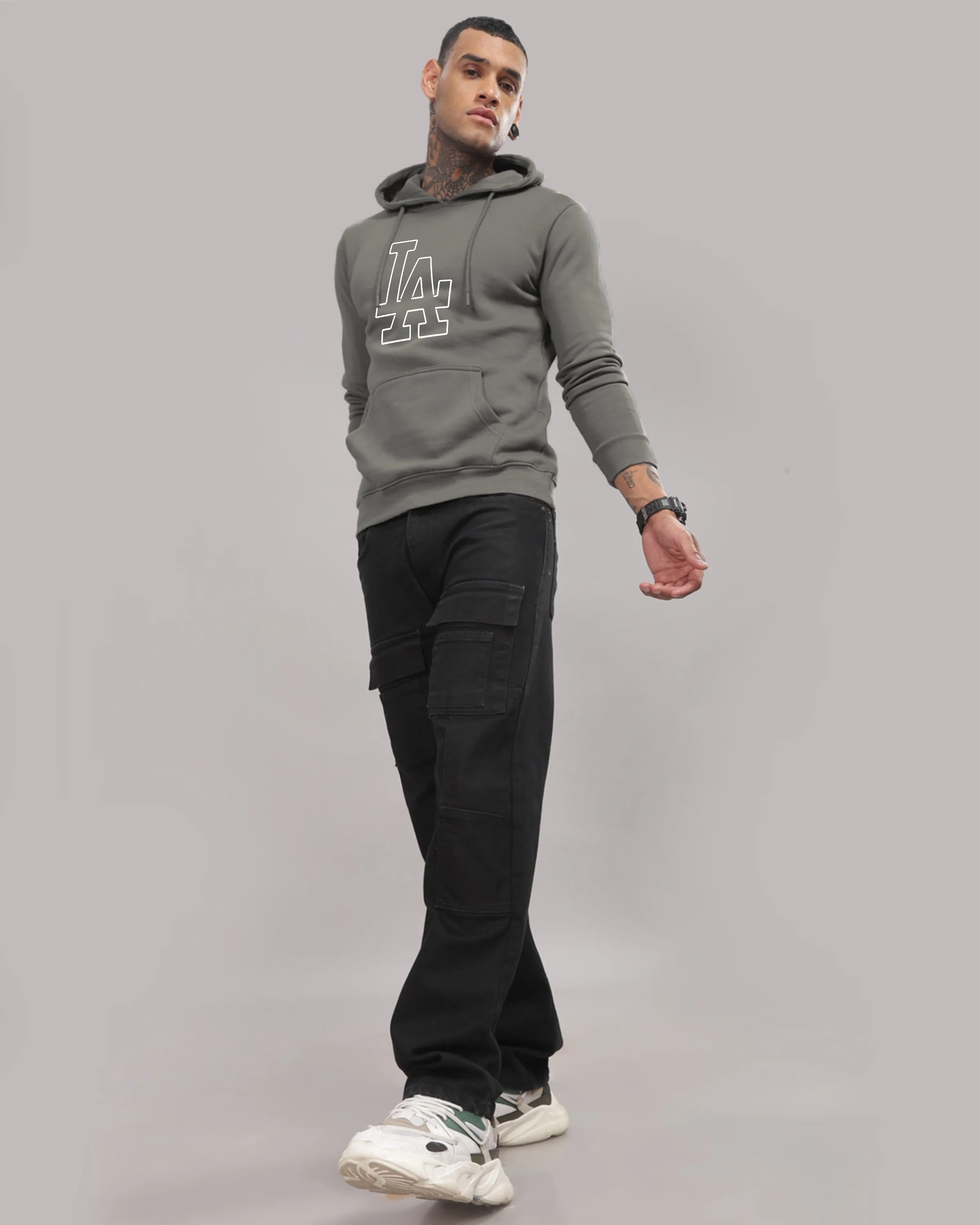 Men Grey Printed Hoodie - Image 5