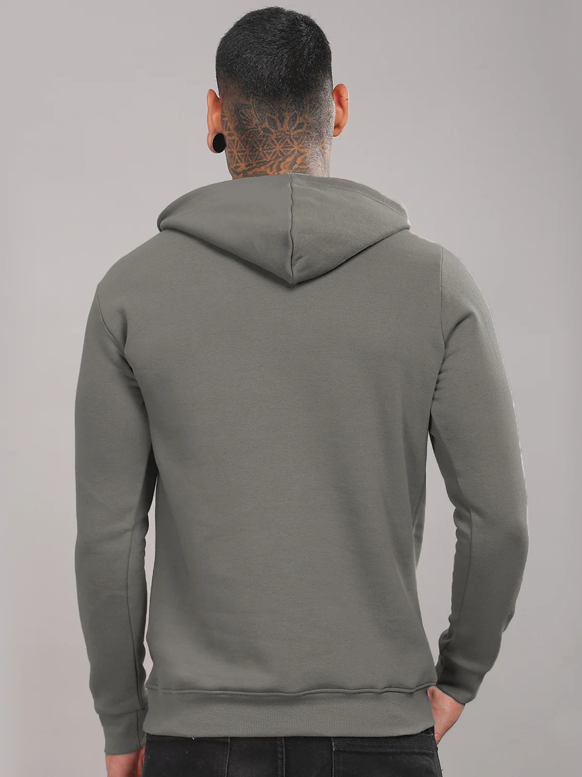 Men Grey Printed Hoodie - Image 2